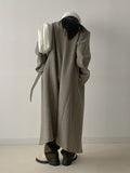 [wool80%/unisex] Sherbet Unbalance Hidden Overfit Long Coat