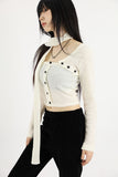 Camille button scarf knit top
