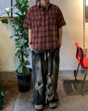 Dirty Washing Damage Balloon Denim