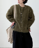 Chrome Angora Round Cardigan