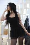 Dot Chiffon Tiered Sleeveless
