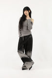 Angle color matching denim pants
