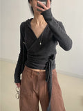 Fleece Hood Neck Wrap Cardigan