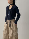 Babe V-Neck Crop Cardigan