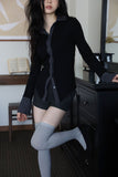 Cali color matching shirt knit top
