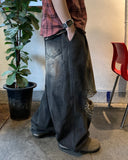 Dirty Washing Damage Balloon Denim