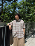 Connie Wrinkle Check Half Shirt