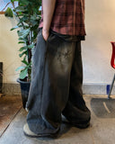 Dirty Washing Damage Balloon Denim