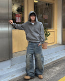 Brushed Henley Neck Pigment Hoodie