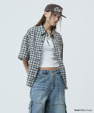 CHECK APPLIQUE HALF SHIRT