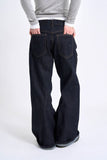 Curve stitch low denim pants
