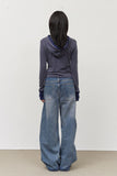 (W) Spell Striped Hooded Top
