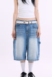 Wavy carpenter bermuda denim pants