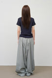 (W) Tie Linen Layered Top