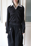 Mono shirring zip-up jumper