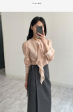 Ruffle Tencel See-through Blouse