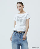 BUTTERFLY GOTH WIDE NECK CROP TEE