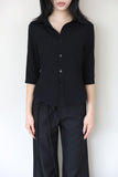 Black Three Quarter Back Buckle Shirt Top