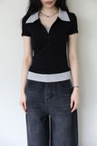 Heli color matching collar short sleeve tee