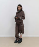 Fur Trim Jersey Zip-up