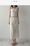 [SET] Pleated Sleeveless Skirt Two-Piece Set