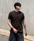 Henryneck Rib Knit Short Sleeve Tee