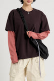 Two-tone stripe layered long sleeve