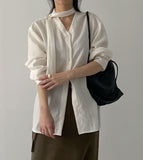 Munich Tie V-Neck Blouse