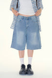 Side fold bermuda denim pants