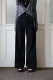 Stud line black denim
