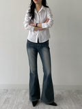 304 Cat Washing Semi-Bootcut Denim Pants