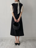 Boat Neck Shirring H-Line Long One Piece