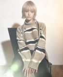 STRIPE DISTRESSED SWEATER SCARF SET