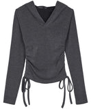 Evil Shirring Cropped Hoodie