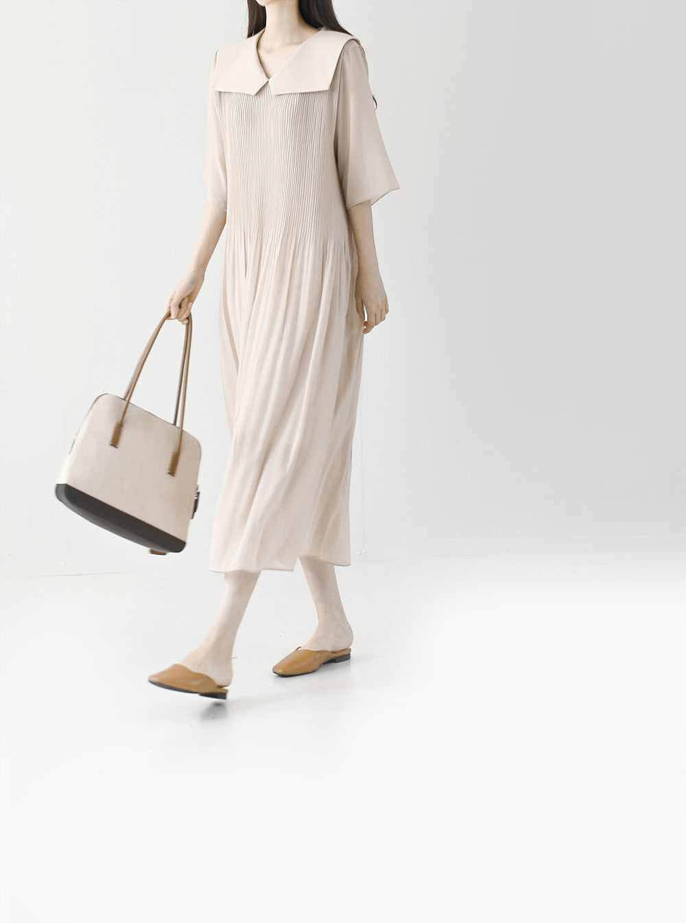 【THE MOZZ】Romel Chiffon Pleated One Piece THE MOZZ (ザモズ) - ロメルシフォンプリーツワンピース / Romel