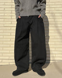 One-tuck cotton wide pants