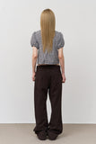 (W) Mote Check Shirring Blouse