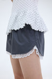PRTN) Sheer Lace Banding Shorts