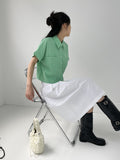 Nylon Pleated Midi Skirt