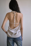 OPEN-BACK DRAPED HALTER TOP