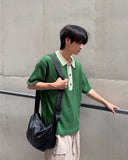 Medi collar short sleeve knit
