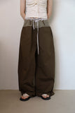 Two-tone button maxi cotton pants