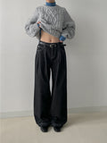 [Belt SET FW] Stern Pintuck Wide Denim Pants