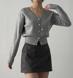 Babe V-Neck Crop Cardigan