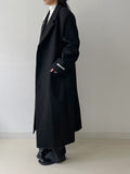 [wool80%/unisex] Sherbet Unbalance Hidden Overfit Long Coat