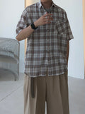 Connie Wrinkle Check Half Shirt