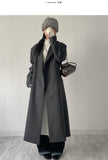 [wool80%/unisex] Sherbet Unbalance Hidden Overfit Long Coat