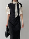 Ray Balloon Tie Half Blouse