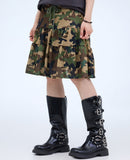Meshid flare mid-length skirt