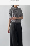 [Scrunchie Set/Reversible] Tencel See-Through Half Blouse